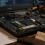 Clevo notebook computer : modularité, slots RAM/SSD, configuration.