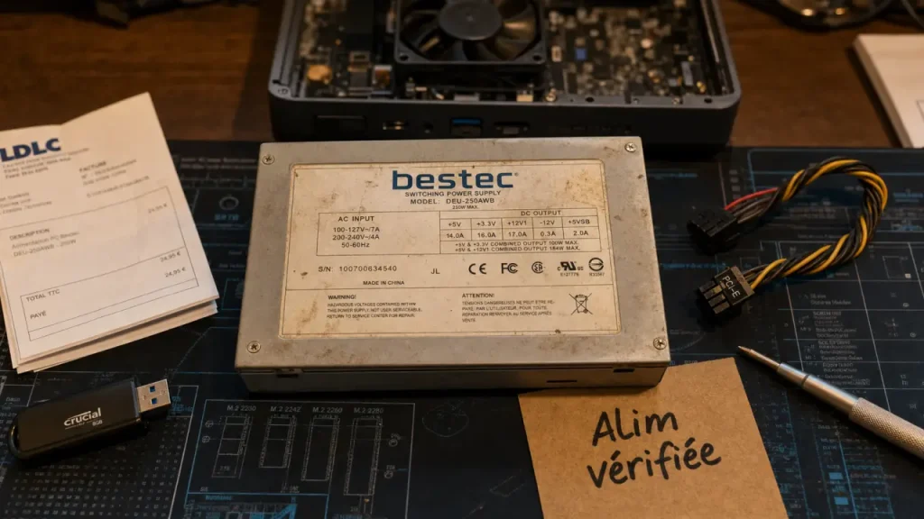 Comment connaître son alimentation pc sans ouvrir le boîtier, étiquette d’alimentation visible