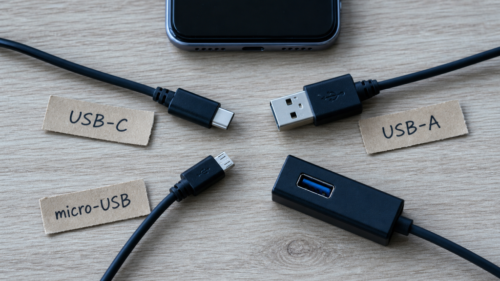 Differente prise usb : USB-A, USB-C, micro-USB et bons câbles