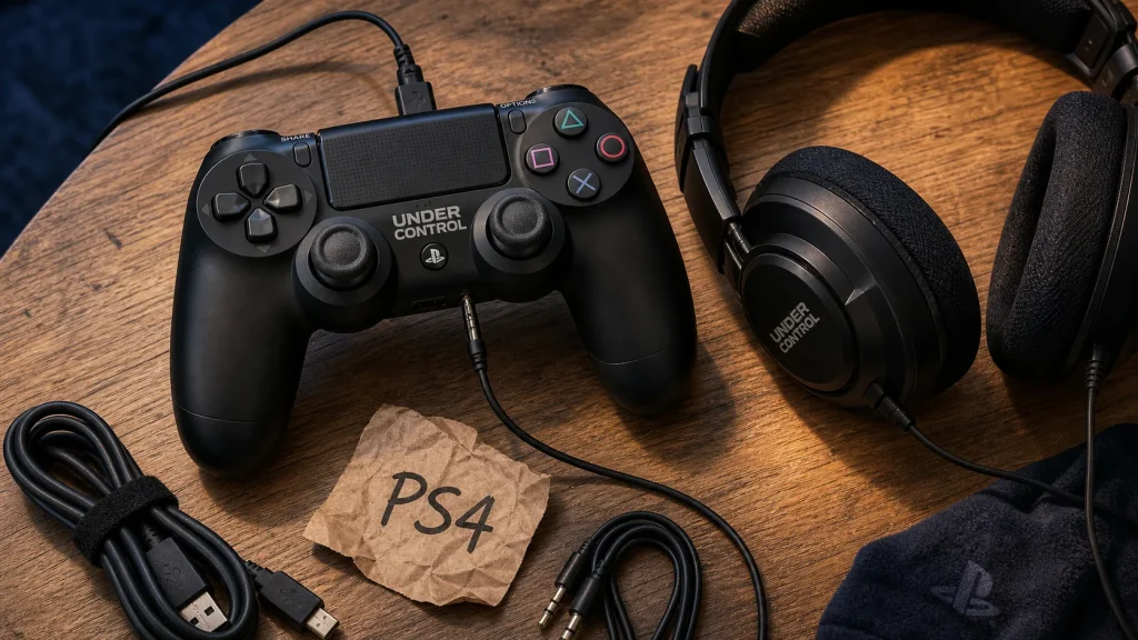 Manette under control ps4 avec prise casque et câble micro-USB (filaire)