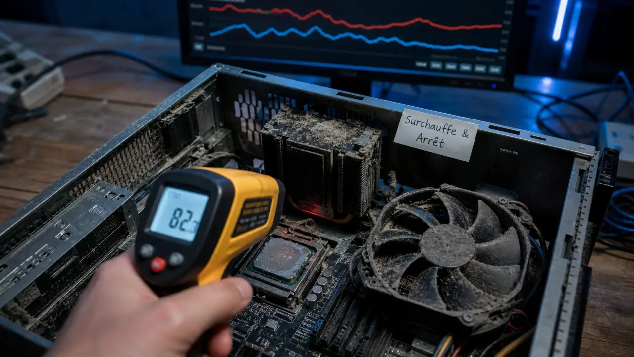 PC surchauffe et s'éteint : CPU poussiéreux, ventilation en cause, température élevée