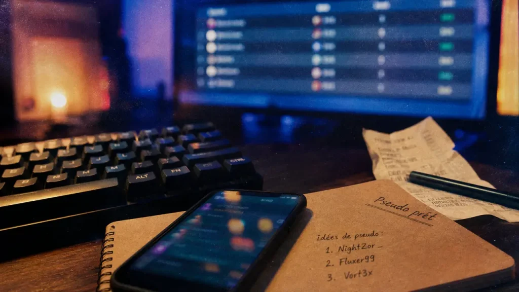 Pseudo gamer : clavier et carnet avec idées de pseudos