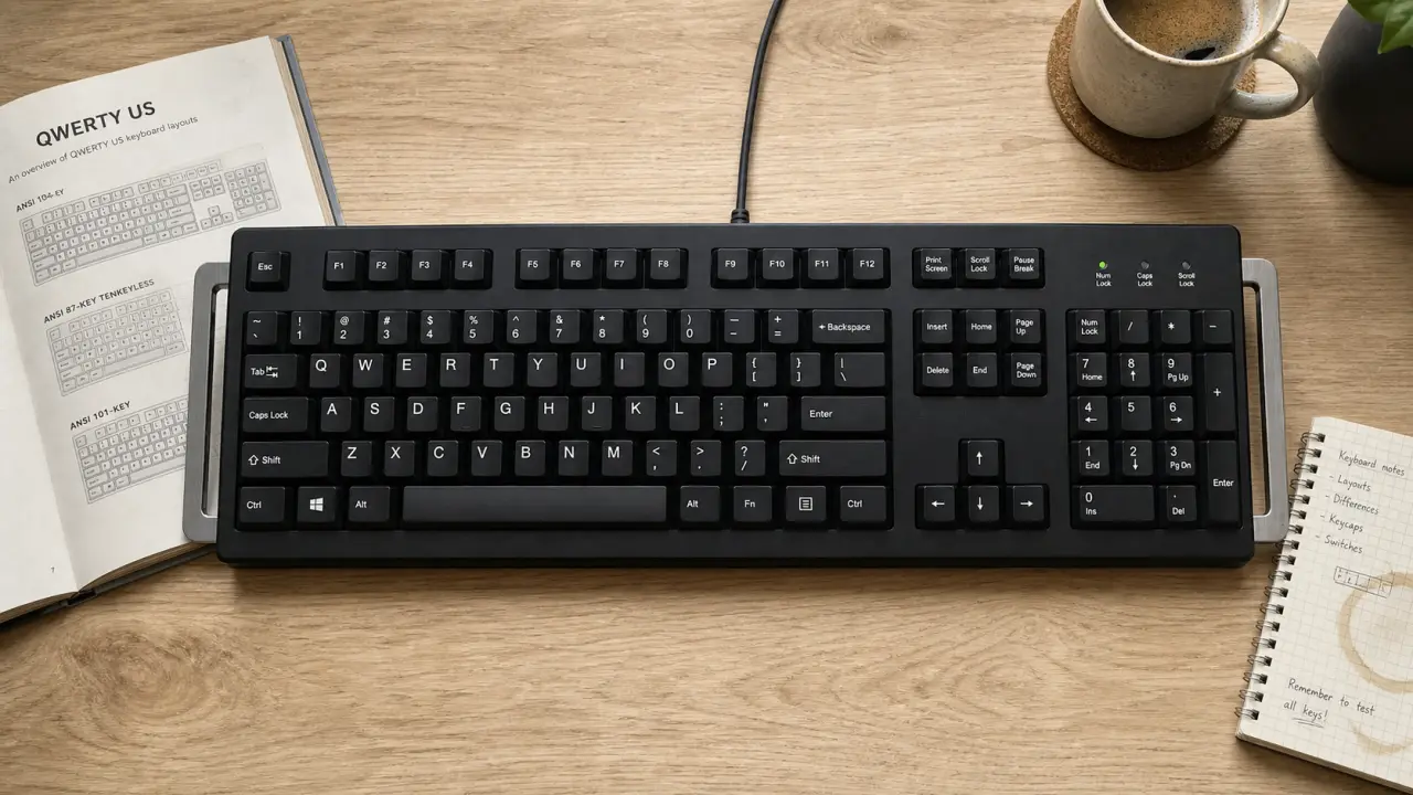 Clavier américain QWERTY sur bureau en bois clair