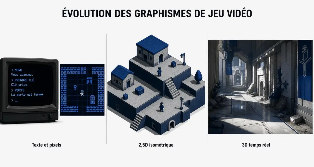 Graphismes de jeu vidéo : évolution visuelle de la 2D au 3D temps réel
