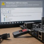 Périphérique usb non reconnu : clé USB et port à vérifier, câble et pilote