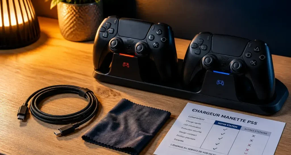 Chargeur manette PS5 : station pour 2 manettes DualSense en charge