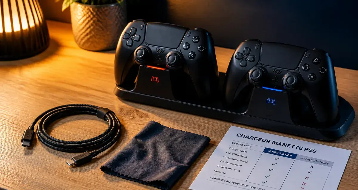 Chargeur manette PS5 : station pour 2 manettes DualSense en charge