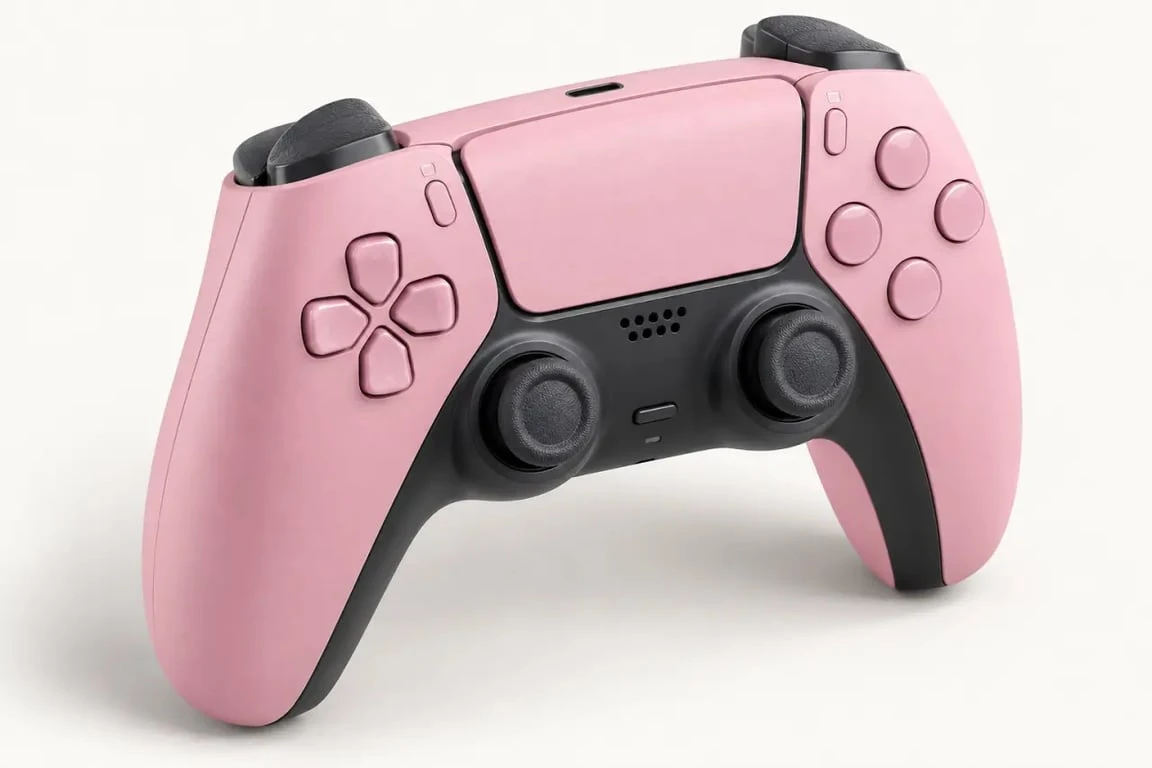 Manette PS5 rose DualSense Nova Pink vue en gros plan