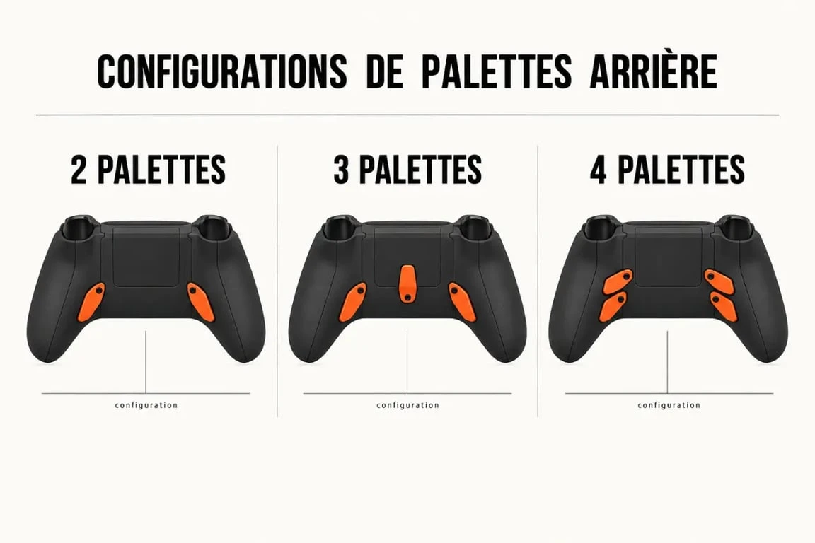 Comparatif configurations 2 et 4 palettes manette PS5