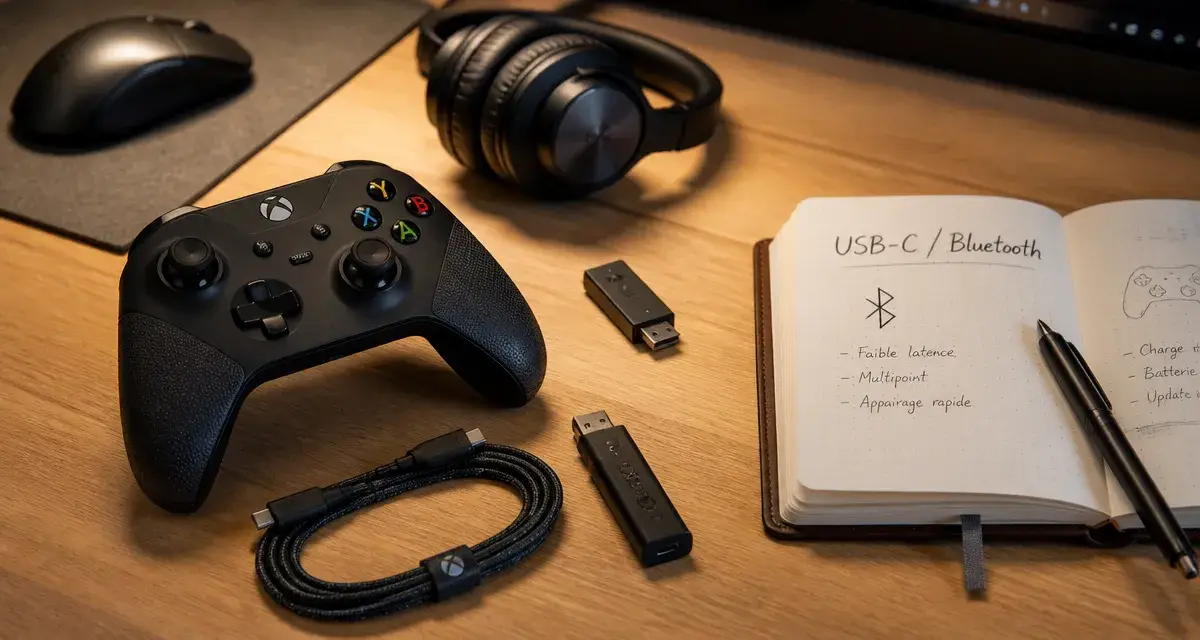 Manette xbox pc : câble USB-C et Bluetooth pour PC