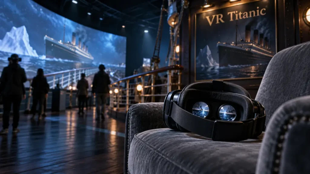 Réalité virtuelle Titanic : casque VR et écran 360° en expo